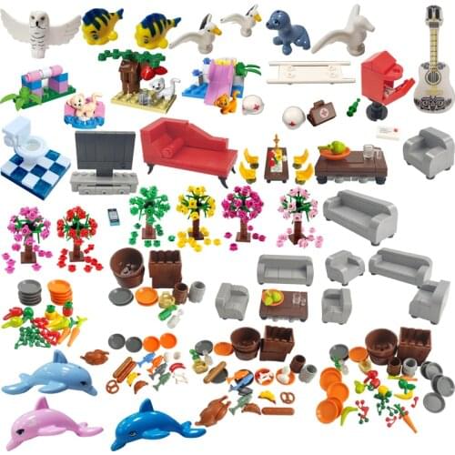 Locking Figures Animals Pet Dolphin Seagull Decorate The Room Building Blocks Educational Toys Childs Gifts Figure Friend Model