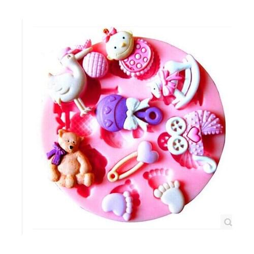 Baby shower party fondant molds,silicone mold soap,candle moulds,sugar craft tools,chocolate moulds,bakeware