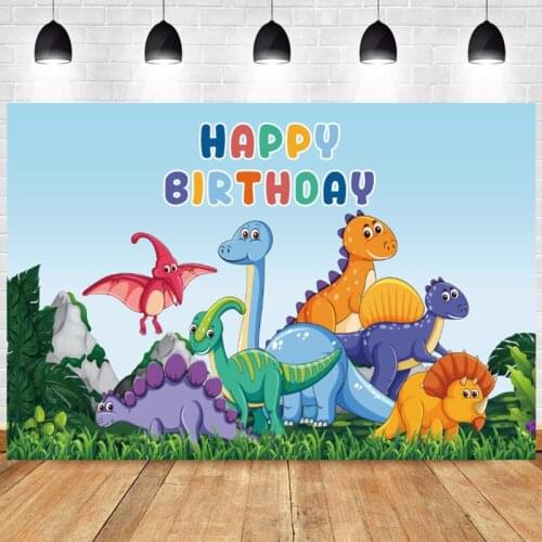 Dinosaur Photo Backdrop Boy Jurassic World Baby Shower Wild Jungle Happy Birthday Party Animal Photography Background Banner