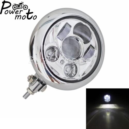 Chrome Motorcycle Aluminum 5.75" LED HI/LO Retro Headlight for Harley Touring Dyna Cruisers Chopper Bobber DRL Front Head Light