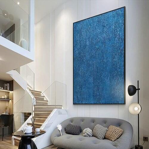 Oil Painting Handmade Hand Painted Wall Art Modern Nordic Blue Texture Abstract Home Bedroom Office Mural Decoration Livingroom