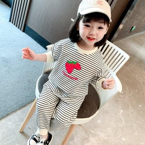 Kids Clothes Sweatshirt + Pants Clothing For Girls Starwberry Girls Clothes Set Letter Childrens Clothing
