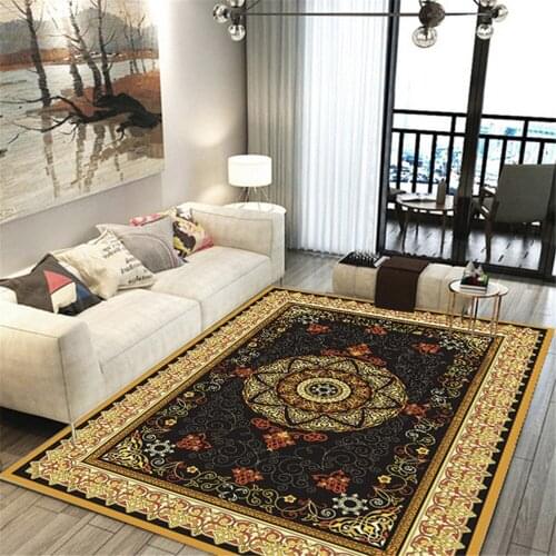 Morocco Style Parlor Decor Area Rug Flannel Non-slip Kitchen Bedside Floor Mat Large National Corridor Rug Carpet forLiving Room