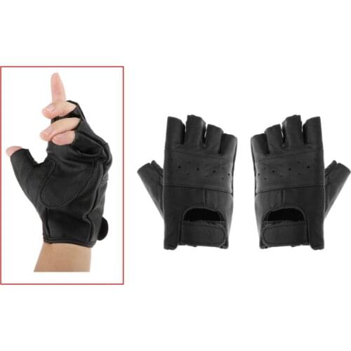 Fingerless Leather Driving Gloves For Men Women, Half Finger Motorcycle Gloves