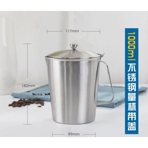 1PCS 1000ml Lab 304 Stainless Steel Lab Beaker Measuring Cups Graduated Liquid Metal Tools With Inner Scale and Cover