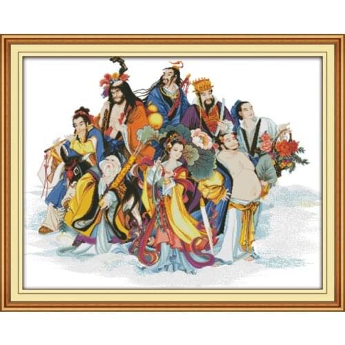 The Eight Immortals Crossing the Sea(2) cross stitch kit 14ct 11ct count print canvas stitching embroidery kits for audlt