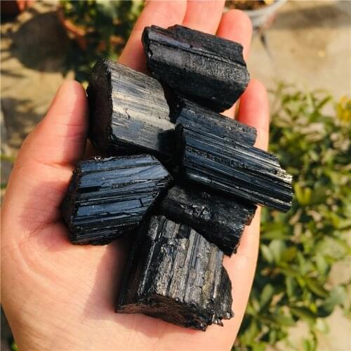 Natural crystal black tourmaline crystal rough rock mineral specimens healing stone home decor