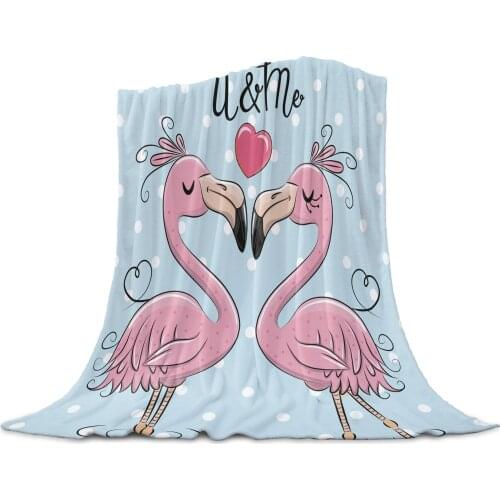 Pink Flamingo Love Heart Cute Throw Blanket Home Decoration Sofa Blanket Warm Microfiber Blankets for Bedroom