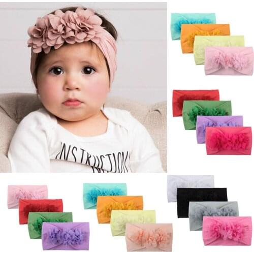 Girl Baby Toddler Turban Solid Headband Hair Band Flower Accessorie 4PC Headwear baby hair accessories turbante new menina