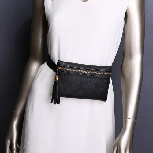 MJ Women Waist Packs PU Leather Tassel Belt Bag School Bum Bag 2018 Female Waist Mini Purse Bags Phone Pack