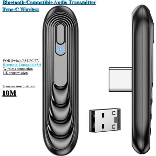 2021 Bluetooth 5.0 Audio Transmitter Receiver Low Latency Type-C USB Wireless Adapter&Mic For PS4 Nintendo Switch PC TV