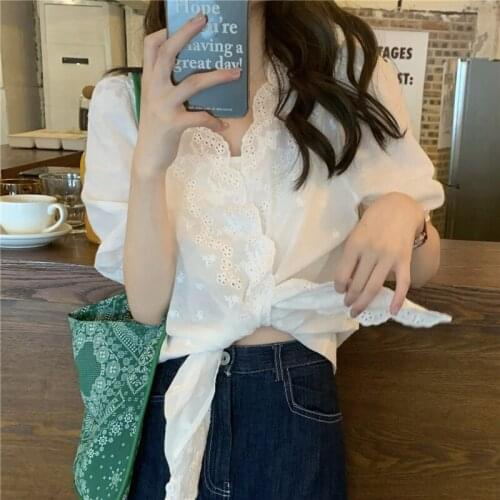 QOERLIN New Arrival Princess Puff Sleeves 2021 Vintage Prom Brief High Quality Summer Lady OL Elegant Sweet Shirts Tops Blouse