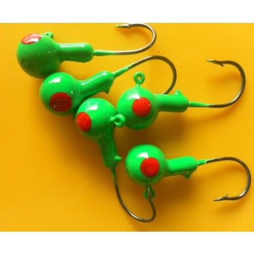 Fishing Lure Colorful Jig Head 2-10g Green Red Yellow Fish Head Hooks Lot 10 Pieces