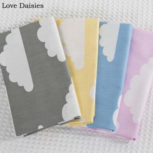 BLUE/GREY/PINK/YELLOW nordic wind big clouds printed 100% cotton twill fabrics for DIY kid bedding sheet handwork dress cloth