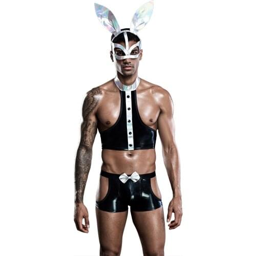 Sexy Bunny Men Erotic Lingerie Outfit Uniform Cosplay Costume Rabbit Bodysuit Hot Cool Sex Role Play Porno Nightwear for Men