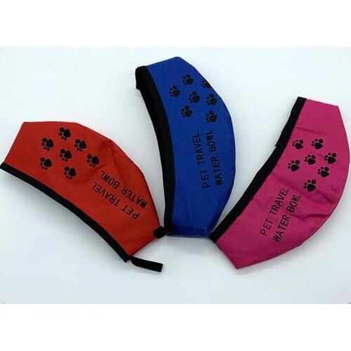 Pet travel Folding bowl Outdoor portable Pet Oxford cloth waterproof bowl pet food bowl cat dog bowl Pet Supplies