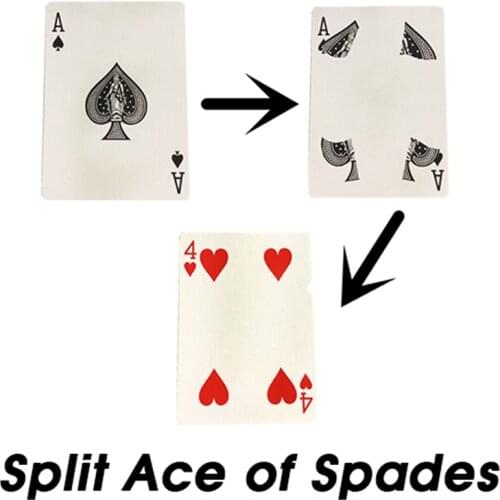 Split Ace Of Spades Magic Tricks Close Up Street Stage Magic Props Illusion Gimmick Magician Mentalism Puzzle Toy Magia Card