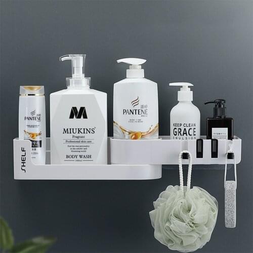Rotating Bathroom Storage Shelf Kitchen Storage Corner Shelves Wall Mounted Organizer With Hooks Rack For Bathroom Accessories