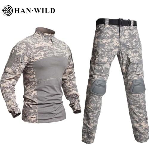 Outdoor Airsoft Paintball Clothing Military Shooting Uniform Tactical Combat Camouflage Shirts Cargo Pants with Knee Pads Suits