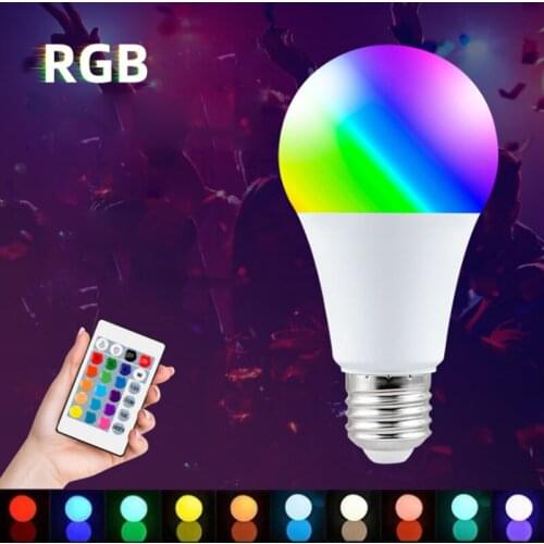 E27 Smart Control Lamp Bulb Led RGB Light Dimmable 5W 10W 15W RGBW Lamp 16 Color Changing Bulb White Decor Home Party