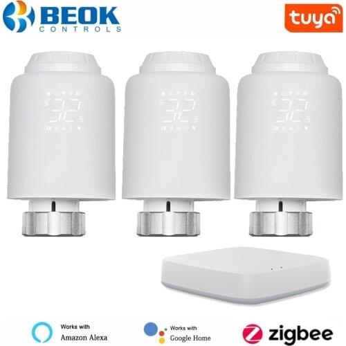Beok TRV ZigBee Tuya Smart Thermostatic Radiator Actuator Valve Programmable Thermostat Temperature Controller Alexa Google