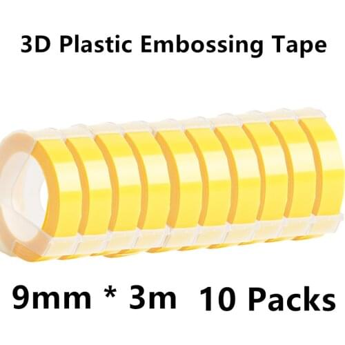 10PK Yellow Label Maker Compatible for 3D Dymo Label Tapes Multicolor 9mm Printer Ribbon Motex E101 1610 Label Machine Tapes