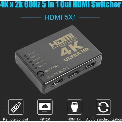 Video Switcher Selector Household 5x1 HDMI-compatible Switch Splitter Computer Safety Parts for DVD HDTV Laptop Projector