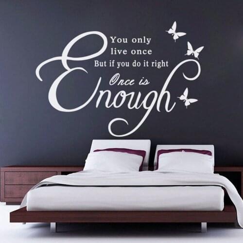 Vinyl Quote Decal You only live once Art Wall Decal Home Bedroom Design Decoration Art Mural Removable Family Design Decor AY534