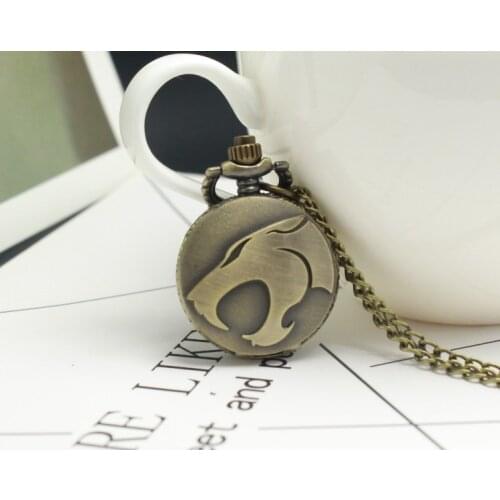 Vintage bronze pendant children quartz Red face necklace Watch Gift steampunk Watch