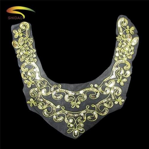Fashion Women Lace Embroidery Flower Vintage golden Fake Cotton Shirt Collar Necklace Choker Collar for woman garment