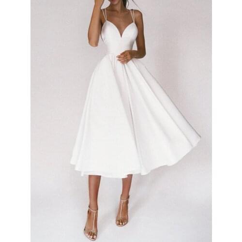 STYLISH LADY Elegant Big Swing Dress 2021 Summer Women Spaghetti Strap V Neck Backless Club Party Solid Midi Office Lady Dress