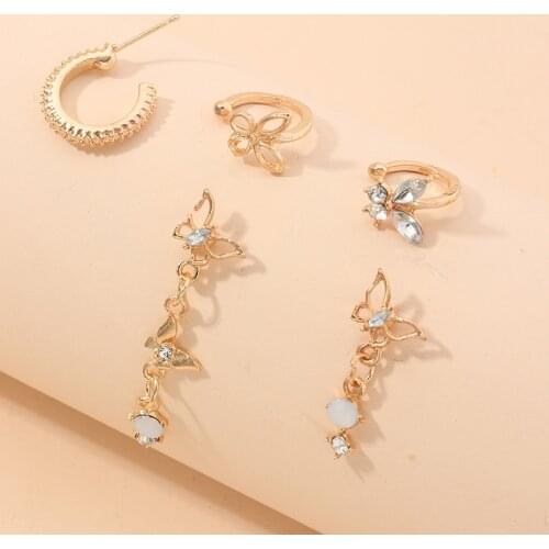 1 Set New fashion girl cool Personalized resin Butterfly Earrings without ear holes clip long earrings Earbone clip one ear clip