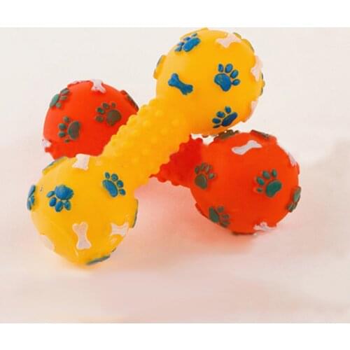 1PCS Random Color Legendog 5.12in Dumbbell Shape Dog Toy Funny Bone Printed Puppy Squeaky Toy Dog Interactive Toy Sound Toy