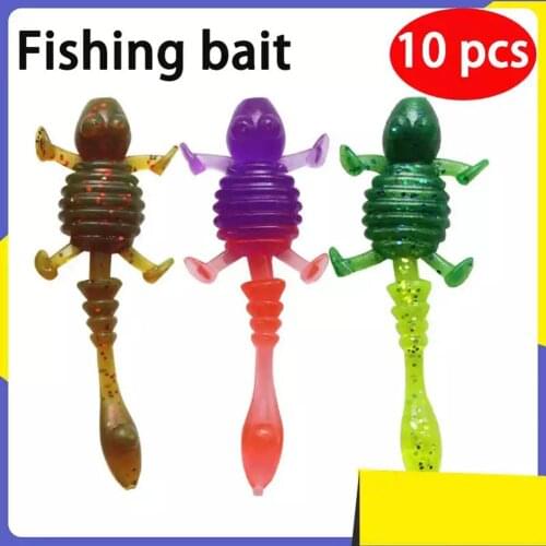 10PCS silicone lure small gecko soft bait tortoise soft worm Bionic fake bait 4.7cm1g black fish fishing small accessories fish