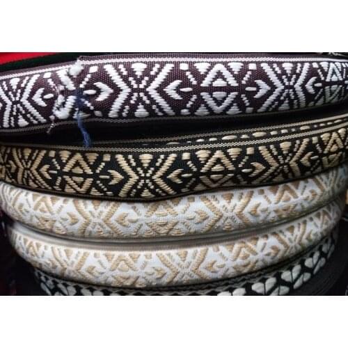 10yards/lot wide about 2.8CM Woven Jacquard Ribbon geometric blue white and black color for clothing accessory ZH-5752