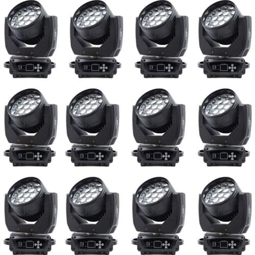 12pcs/lot 19x15W 4 in1 ZOOM LED Moving Head wash beam stage light for DJ Club Disco Bar