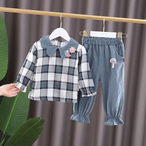 New Spring Autumn Children Clothes Baby Boys Girls flower neck T Shirt Pants 2Pcs/sets Kids Infant Clothing Toddler Tracksuit