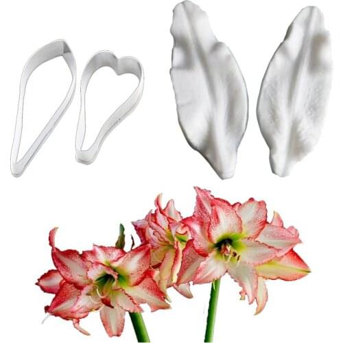 Lily Petal Silicone Veiner & Cutter Fondant Sugarcraft Mold Cake Decorating Tools Gumpaste Mold CS243