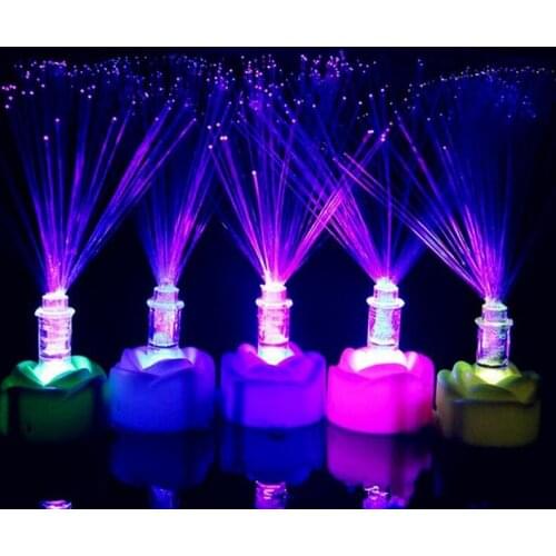 30 Pcs Rose Flower Fiber Colored LED Luminous Night Lights Christmas Halloween Home Decoration Children Toys Party Holidays