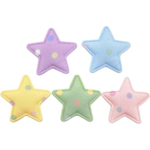 50Pcs/LOT 3.5CM Padded Print Dot Cloth Star Appliques For DIY Hat Clothes Leggings Sewing Supplies Hair Clip Decor Patches