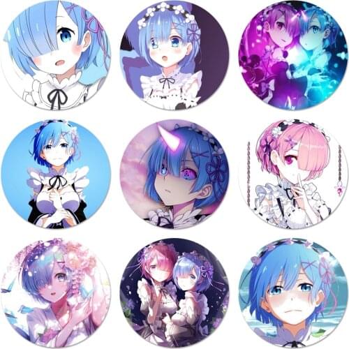 58mm Anime RE ZERO Ram Rem Badge Brooch Pin Accessories For Clothes Backpack Decoration gift