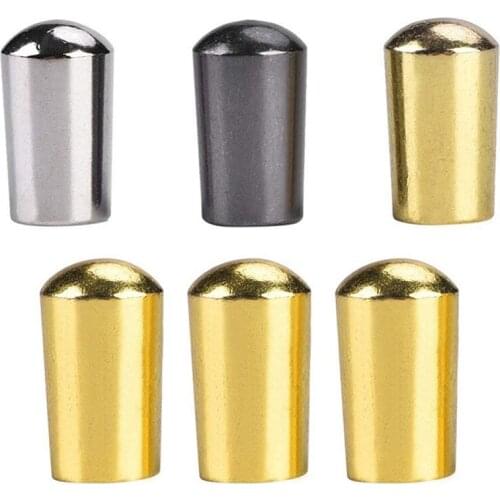 6Pcs Guitar Switch Tip, 3 Way Toggle Switch Knob Tip Cap Copper Silver + Gun-Black + Gold & Gold