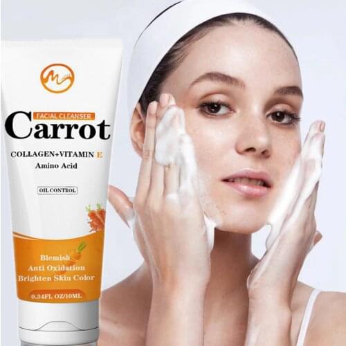 Minch Amino Acid Foam Facial Cleanser Black Head Remove Oil-Control Carrot Blemish Facial Cleanser Deep Cleansing Shrink Pores