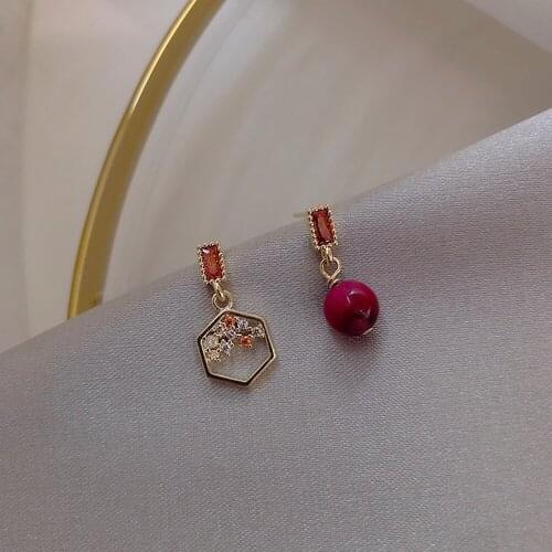 Red beans asymmetry 2020 new small exquisite earrings fashion jewelry wholesale