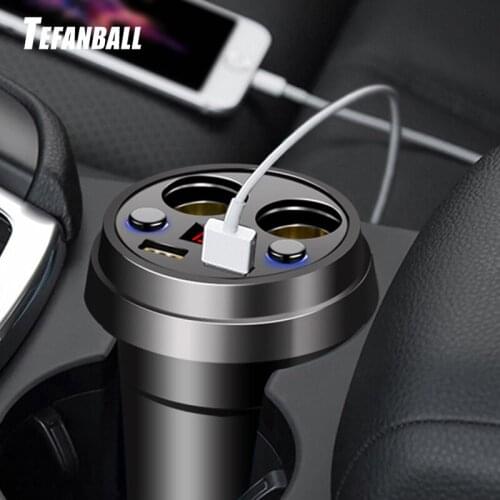 Car Charger Dual USB DC/5V 3.1A Cup Power Socket Adapter With Voltage LED Display Cigarette Lighter Mobile Phone Chargers
