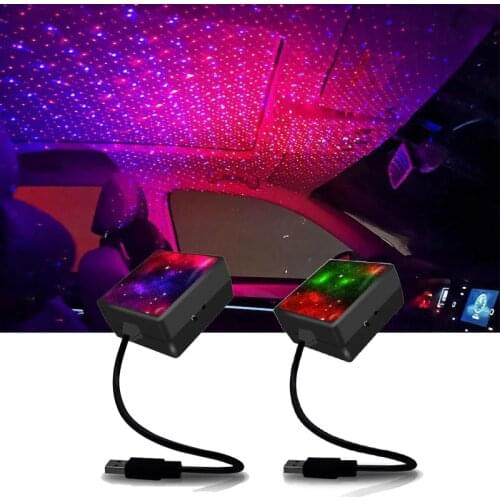 Voice Controlled Car LED Atmosphere Light rotatable Car Roof Star Night Light Projector Atmosphere Galaxy Lamp Decorative Lamp