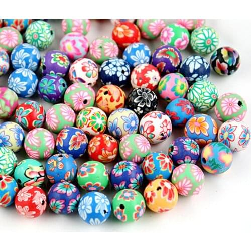 New 50pcs Round Shape 12mm Assroted Colors Polymer Ball Clay Ceramic Spacer Loose Beads For Jewelry Making Fitting Bracelet