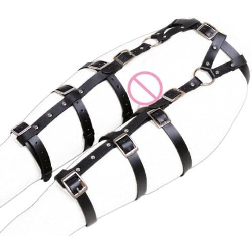 CamaTech PU Leather Leg Bondage Restraints Adjustable Strap On Leg Chastity Garter Belt Cosplay Adult Game Fetish Wear For Women