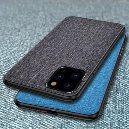 Business Fabric Case for iphone 11 Pro Soft Silicone Frame Cover Case for iphone 11 Pro Max Retro Fabric Colth Back Cover