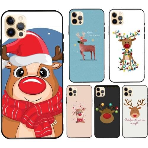 Merry Christmas Reindeer Case For iPhone 11 Pro Max 12 mini X XS XR 7 8 Plus SE 2020 Coque For iPhone 12 Pro